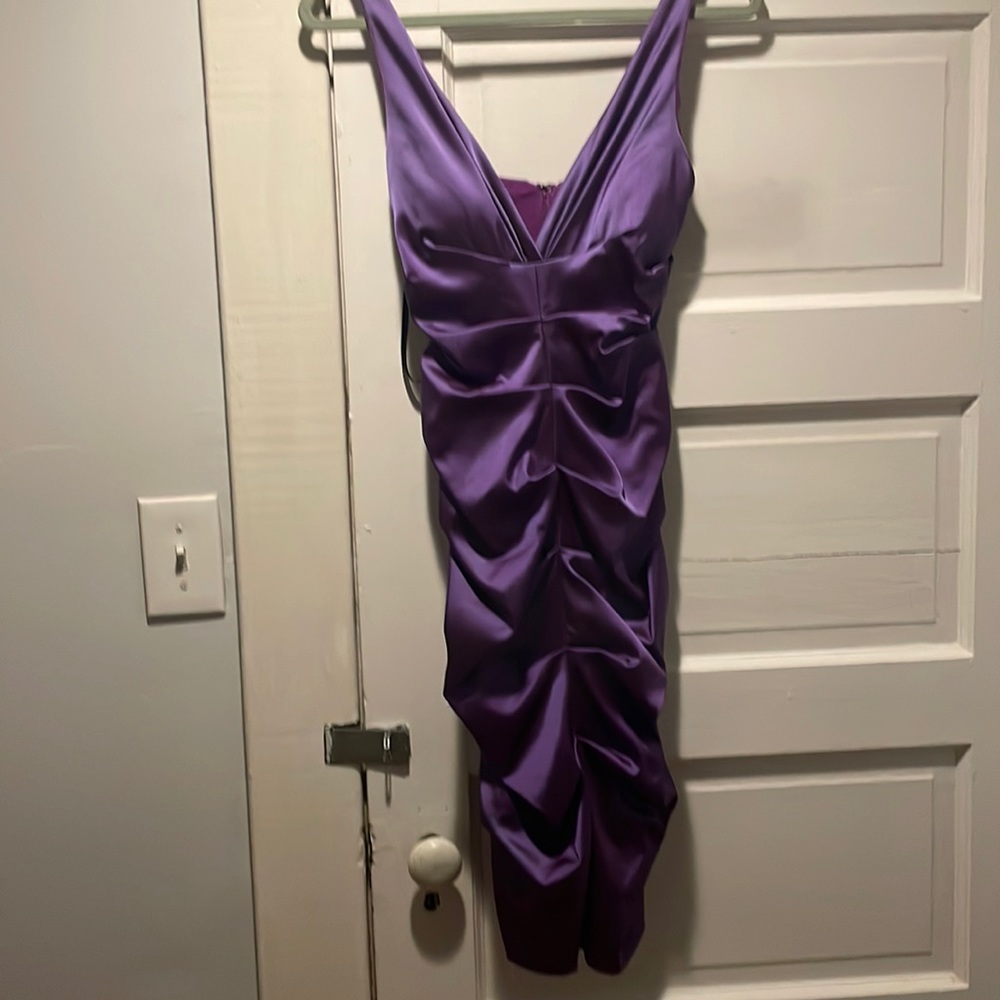 XSCAPE Satin Purple Cocktail Dress